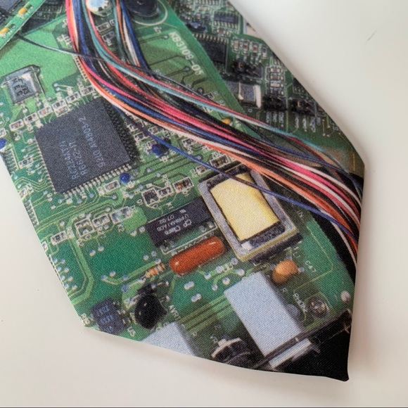 Ralph Marlin Computer Circuit Board Print Mens Tie - Picture 4 of 7
